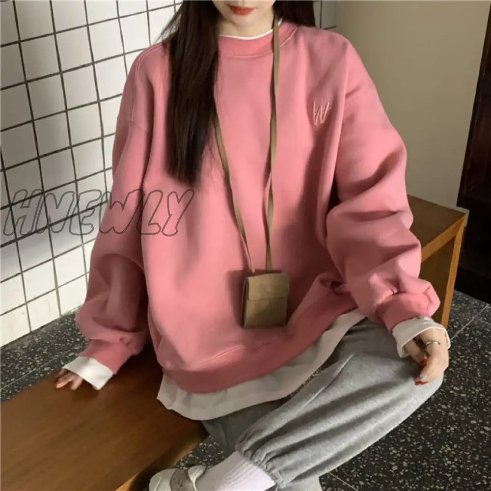 Autumn Winter Girl Korean Version Oversized Hoodies Street Style Letter Embroidery Sweatshirt