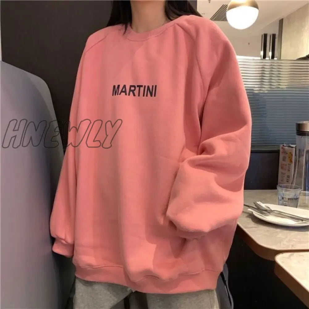 Autumn Winter Girl Korean Version Oversized Hoodies Street Style Letter Embroidery Sweatshirt