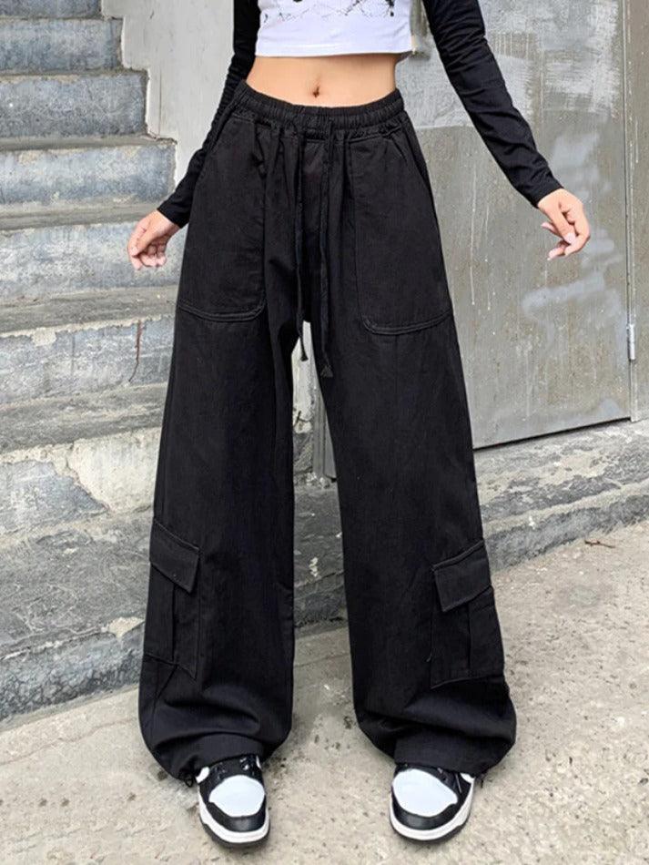 pantsparadises - Drawstring Street Baggy Cargo Pants ddbos-shop