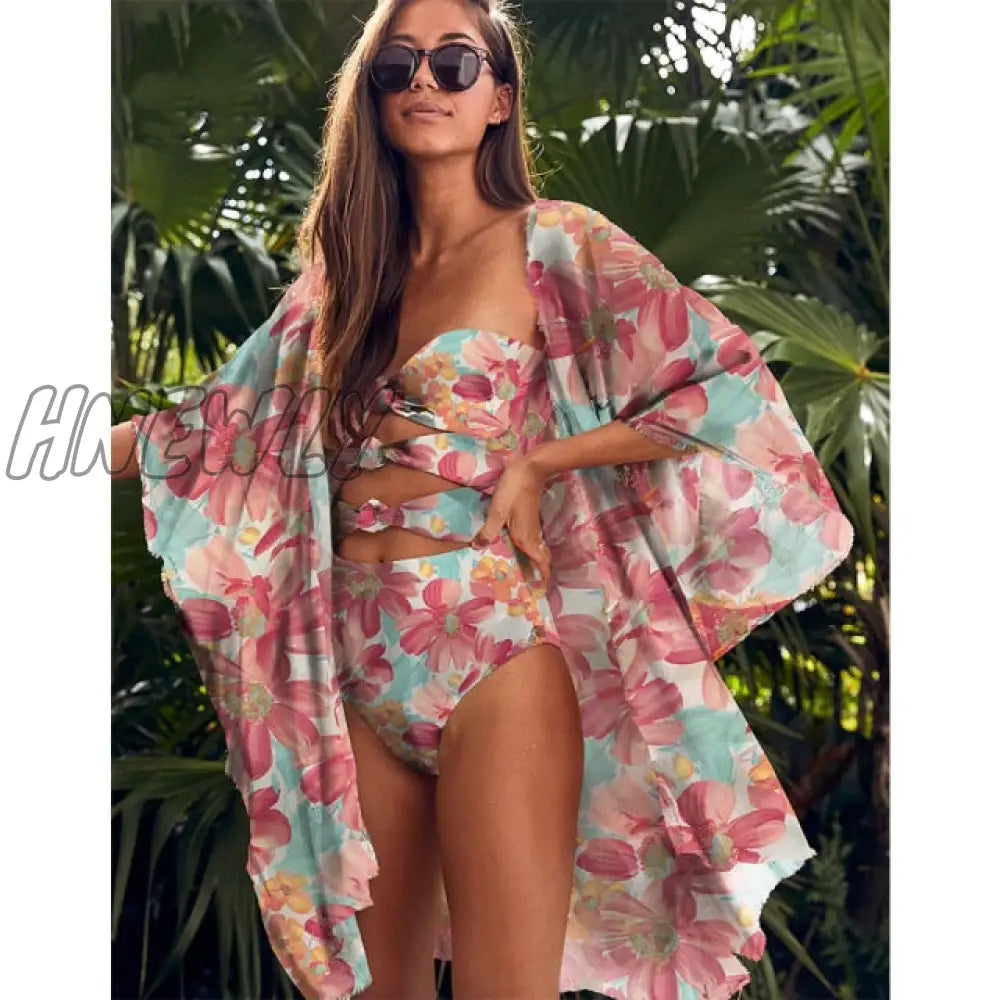 Beach Wear Print Bikini Swimwear Women Wrap Skirt Swimsuit High Waist Cover Up Sexy Sarong Plage