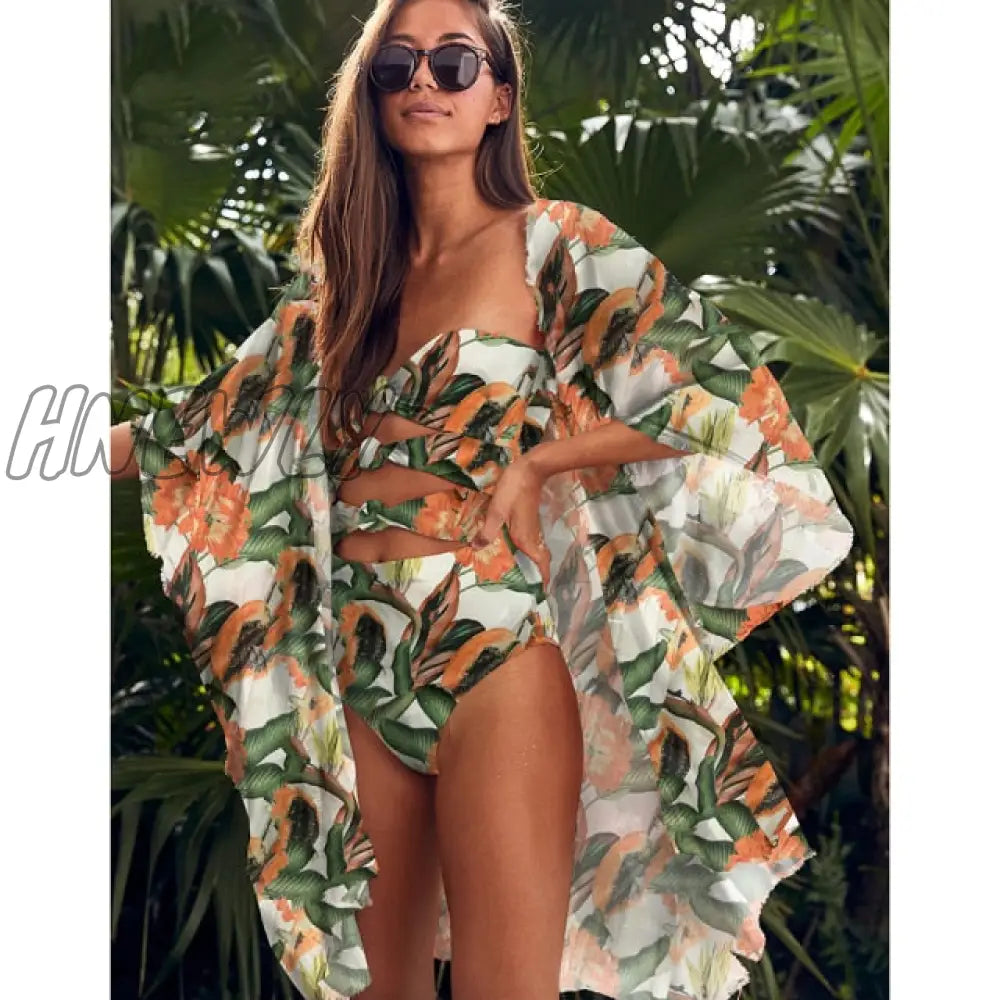 Beach Wear Print Bikini Swimwear Women Wrap Skirt Swimsuit High Waist Cover Up Sexy Sarong Plage