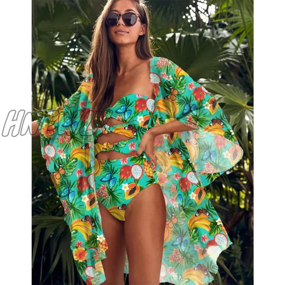 Beach Wear Print Bikini Swimwear Women Wrap Skirt Swimsuit High Waist Cover Up Sexy Sarong Plage