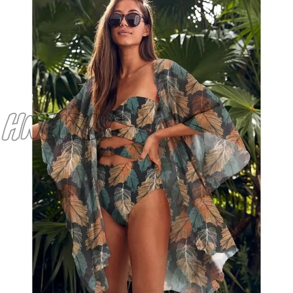 Beach Wear Print Bikini Swimwear Women Wrap Skirt Swimsuit High Waist Cover Up Sexy Sarong Plage