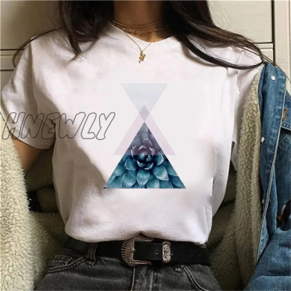 Beautiful Geometry Printed T Shirt Women 90S Graphic T - Shirt Harajuku Tops Tee Cute Short Sleeve