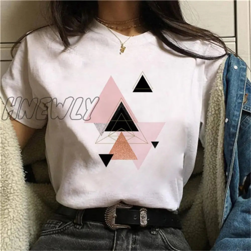 Beautiful Geometry Printed T Shirt Women 90S Graphic T - Shirt Harajuku Tops Tee Cute Short Sleeve