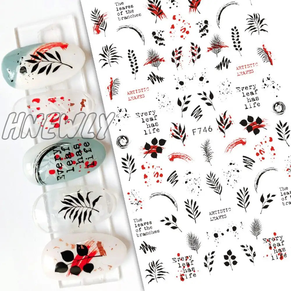 Black White Butterfly 3D Nails Sticker Geometry Decals Flower Gold Diy Designs For Nail Art