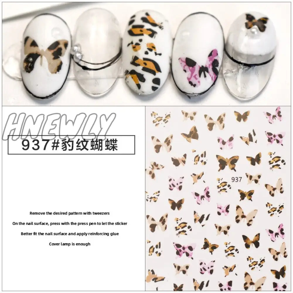 Black White Butterfly 3D Nails Sticker Geometry Decals Flower Gold Diy Designs For Nail Art