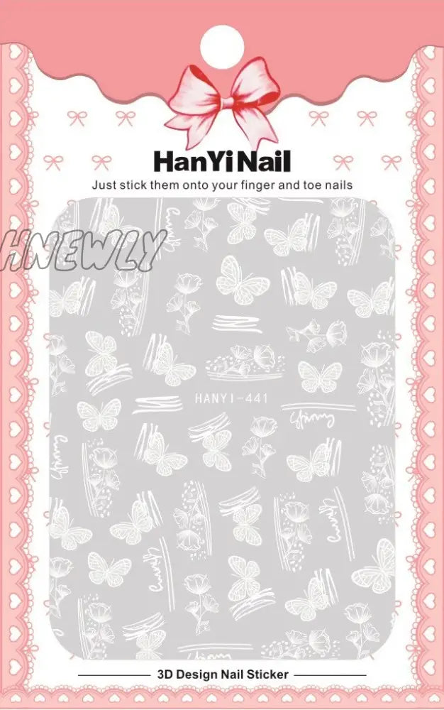 Black White Butterfly 3D Nails Sticker Geometry Decals Flower Gold Diy Designs For Nail Art