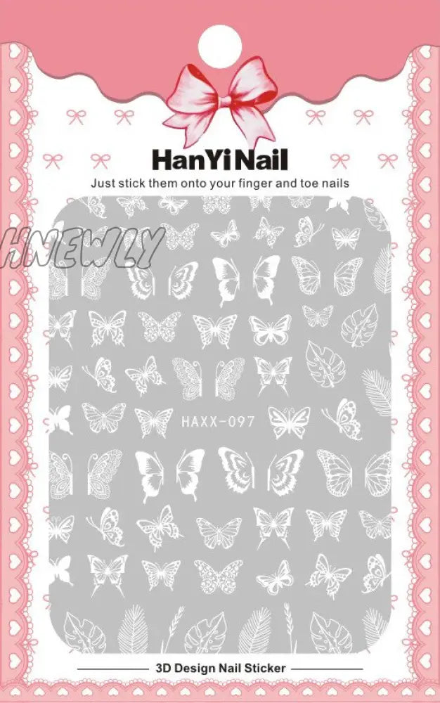 Black White Butterfly 3D Nails Sticker Geometry Decals Flower Gold Diy Designs For Nail Art