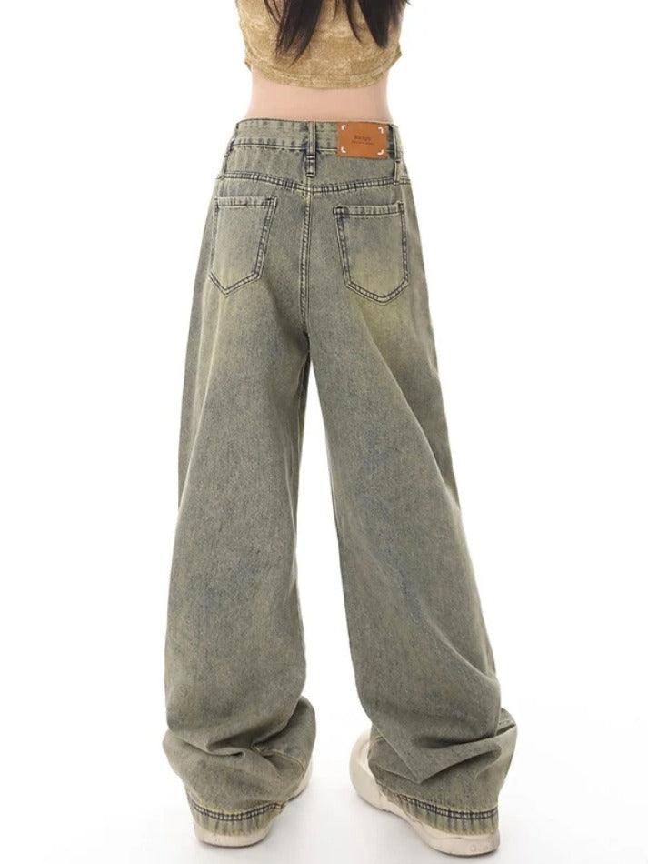 pantsparadises - Vintage Distressed Wash Splice Boyfriend Jeans pantsparadises