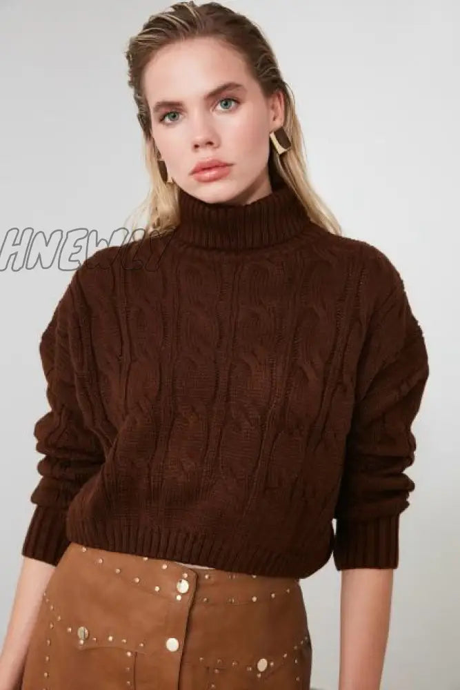 Camel Herringbone Pattern Knitwear Sweater Twoaw20Kz0535 Quality 78 Acrylic 22 Polyester Coral Red