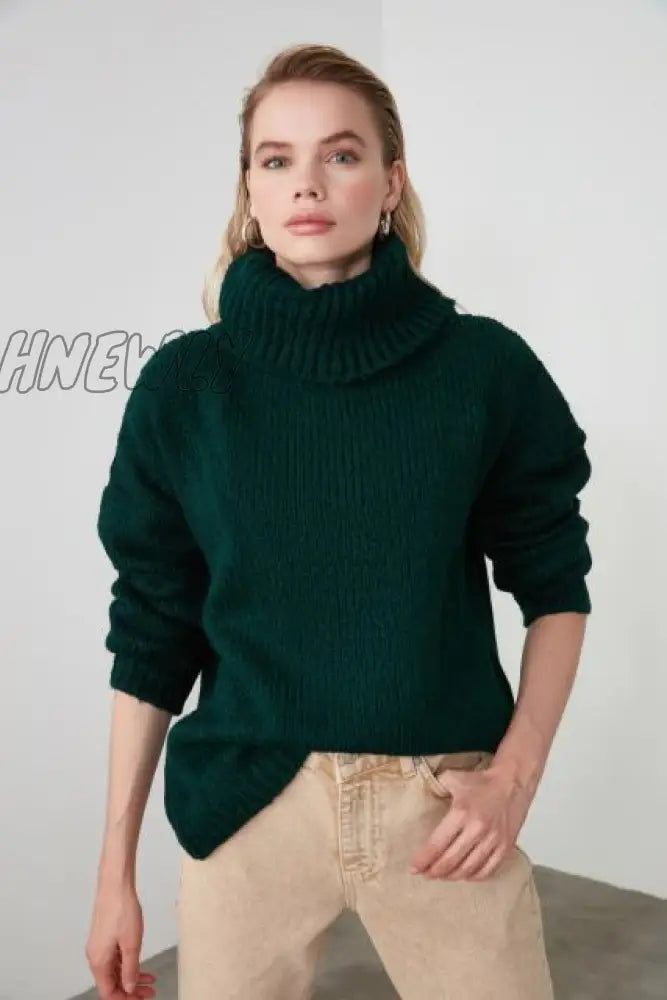 Camel Herringbone Pattern Knitwear Sweater Twoaw20Kz0535 Quality 78 Acrylic 22 Polyester Green / Xs