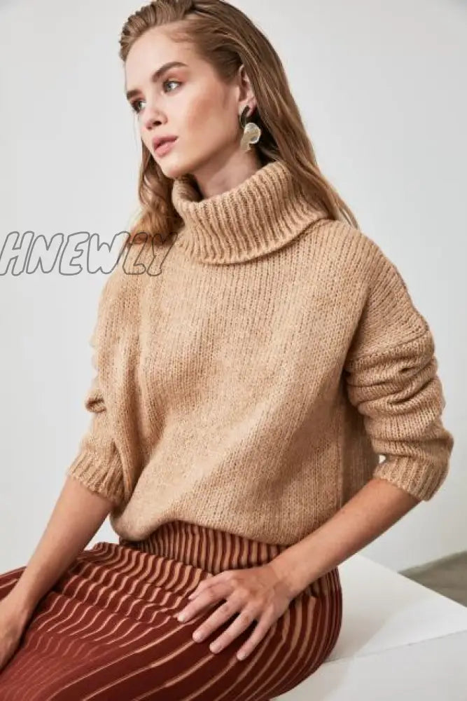 Camel Herringbone Pattern Knitwear Sweater Twoaw20Kz0535 Quality 78 Acrylic 22 Polyester Mint / S