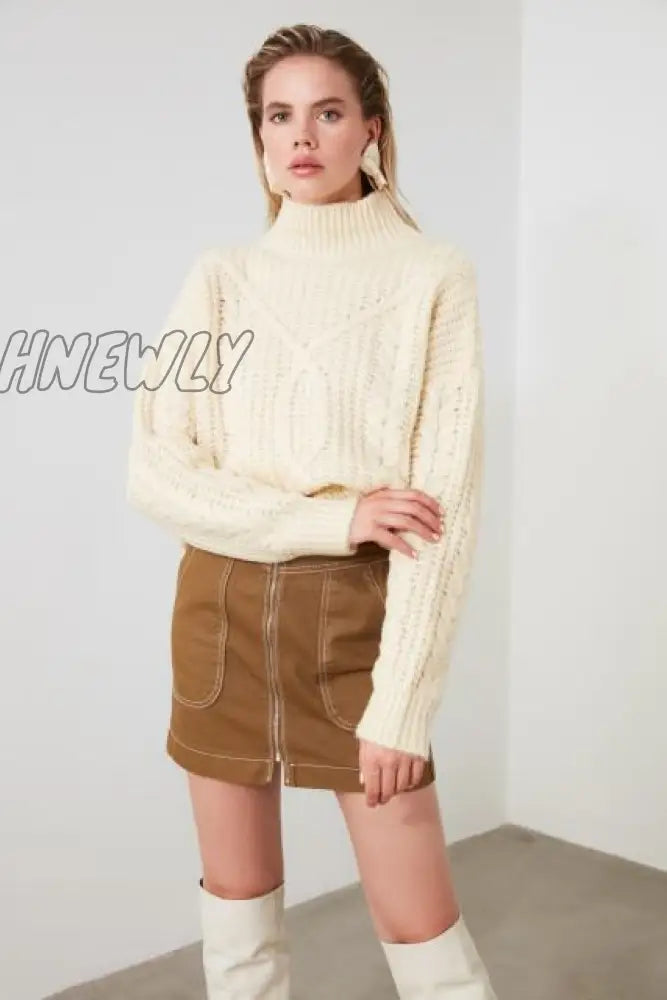 Camel Herringbone Pattern Knitwear Sweater Twoaw20Kz0535 Quality 78 Acrylic 22 Polyester Multi / Xs