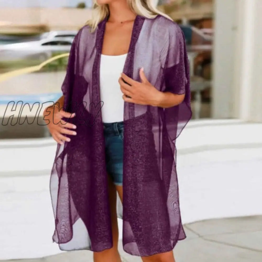 Casual Leaves Print Chiffon Kaftan Beach Cover Up Cardigan Shawl Swimwear Women Summer Swimsuit