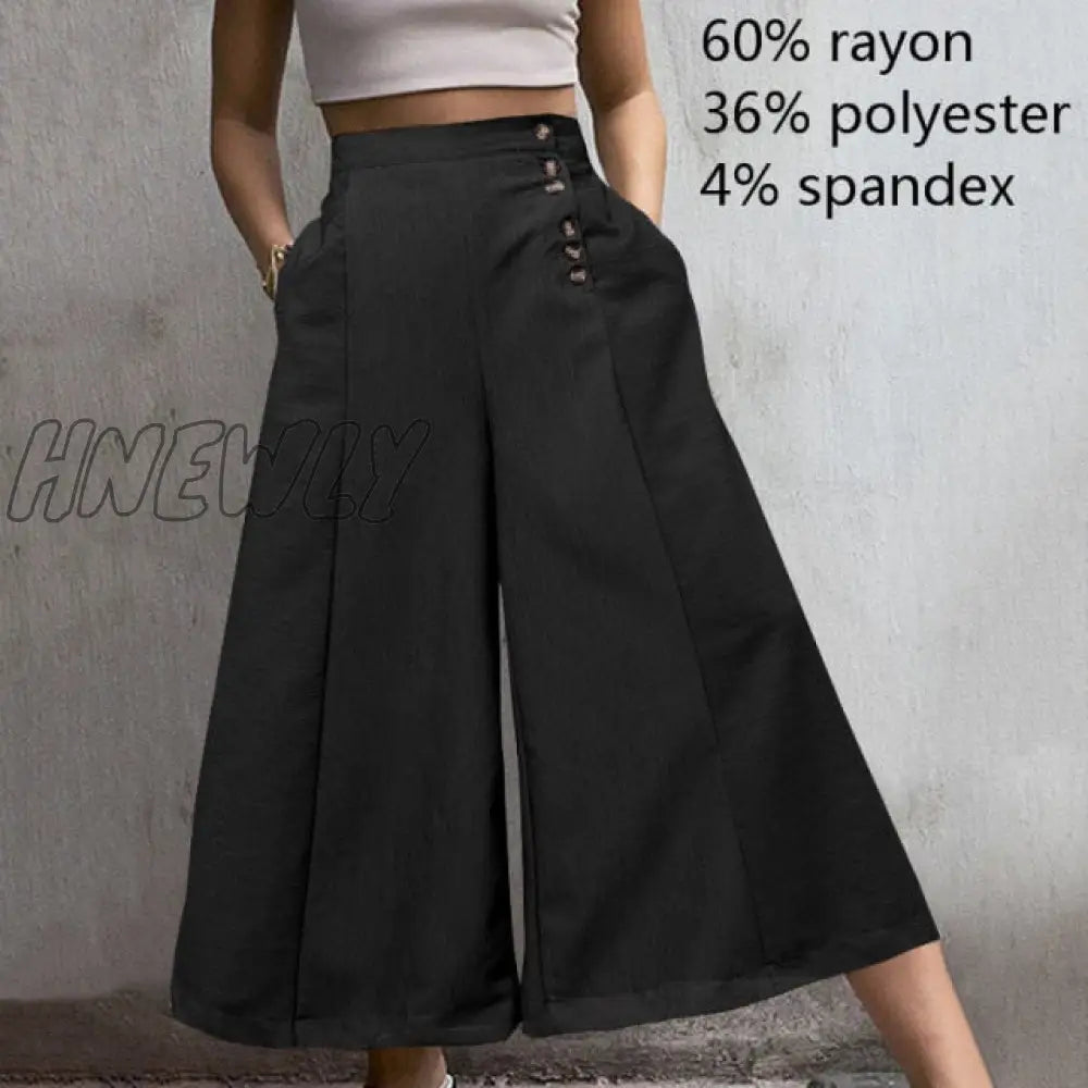 Celmia Fashion Women High Waist Striped Pants Autumn Vintage Wide Leg Trousers Casual Buttons Loose