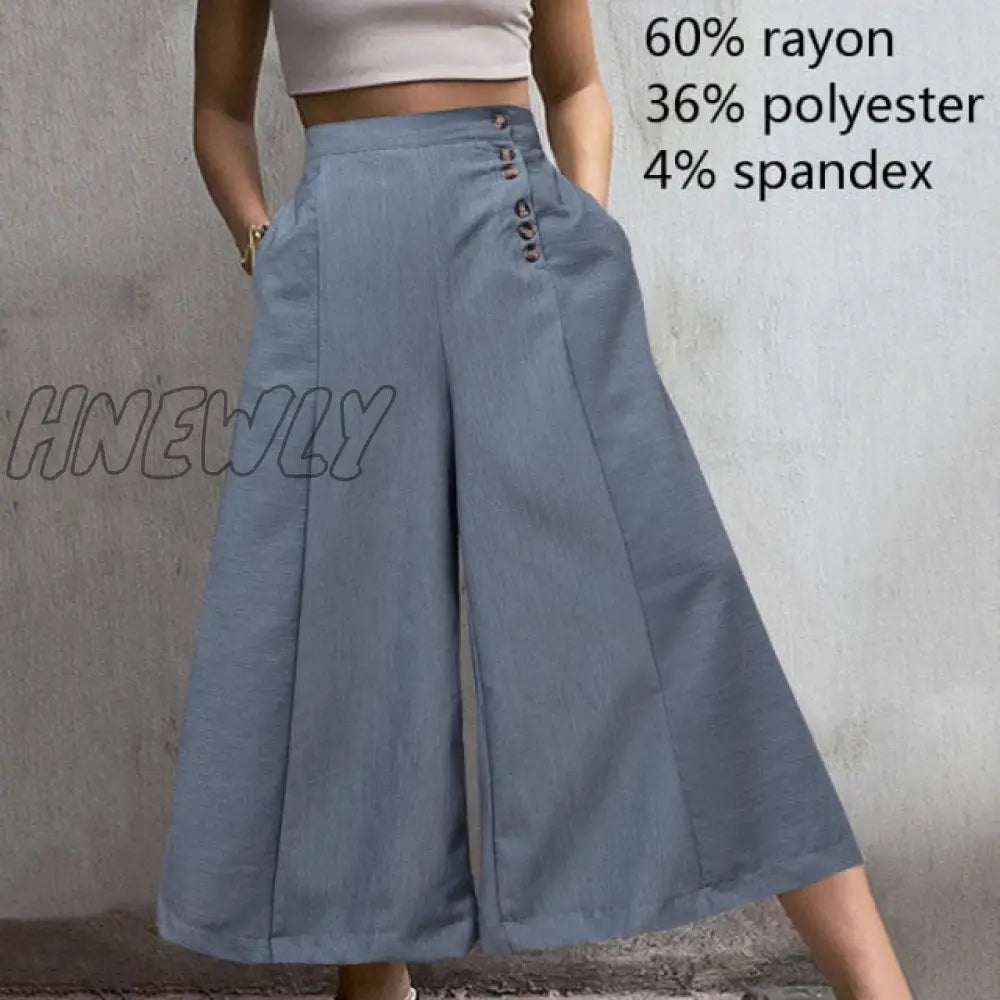 Celmia Fashion Women High Waist Striped Pants Autumn Vintage Wide Leg Trousers Casual Buttons Loose