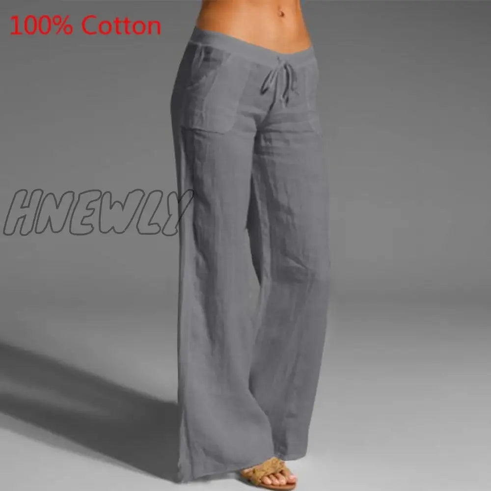 Celmia Oversized Women Vintage Wide Leg Pants Autumn Linen Palazzo Fashion Long Trouser Casual