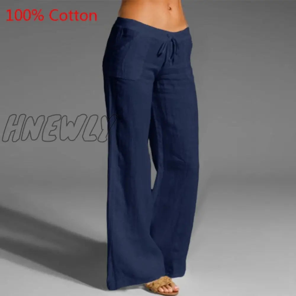 Celmia Oversized Women Vintage Wide Leg Pants Autumn Linen Palazzo Fashion Long Trouser Casual