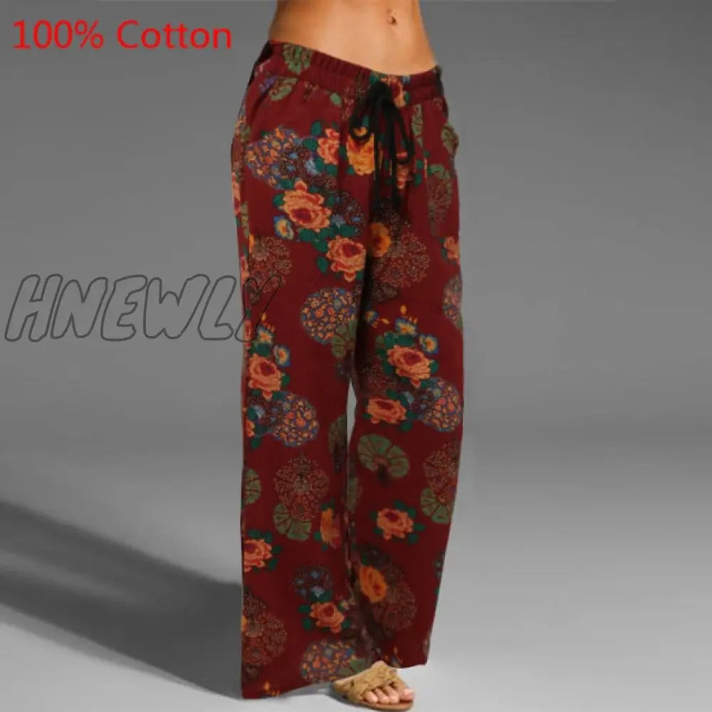 Celmia Oversized Women Vintage Wide Leg Pants Autumn Linen Palazzo Fashion Long Trouser Casual