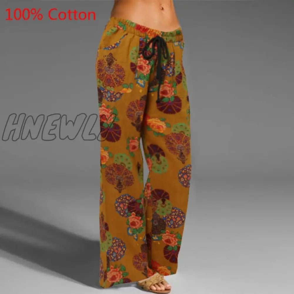 Celmia Oversized Women Vintage Wide Leg Pants Autumn Linen Palazzo Fashion Long Trouser Casual