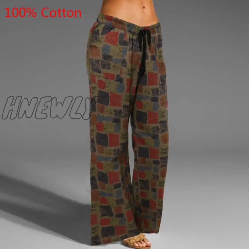 Celmia Oversized Women Vintage Wide Leg Pants Autumn Linen Palazzo Fashion Long Trouser Casual