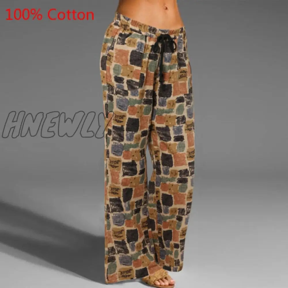 Celmia Oversized Women Vintage Wide Leg Pants Autumn Linen Palazzo Fashion Long Trouser Casual