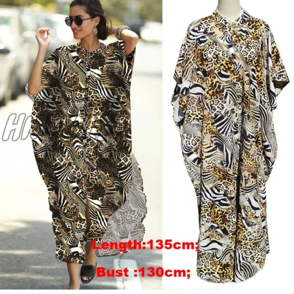 Cover - Ups Kaftan Beach Print Snakeskin Swimsuit Cover Up Kimono Plage Robe Femme Long Dress