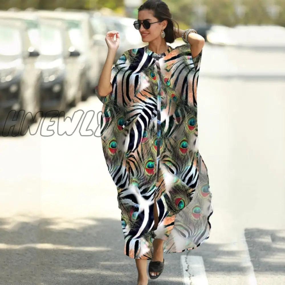 Cover - Ups Kaftan Beach Print Snakeskin Swimsuit Cover Up Kimono Plage Robe Femme Long Dress