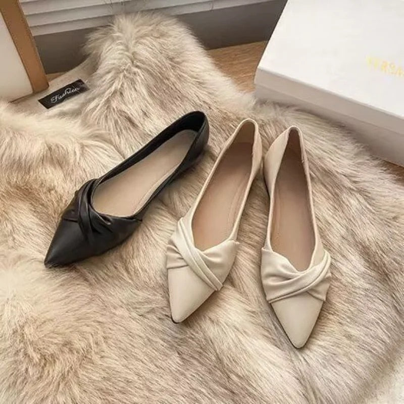 pantsparadises Ladies Shoes on Sale New Fashion Pointed Toe Shallow Mouth Solid Women's Flats Summer Casual Work Women Lucky Shoes Zapatos