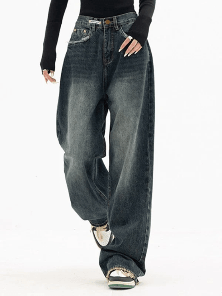 pantsparadises - Dark Wash Vintage Baggy Boyfriend Jeans pantsparadises