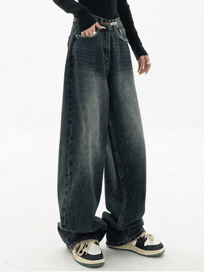 pantsparadises - Dark Wash Vintage Baggy Boyfriend Jeans pantsparadises