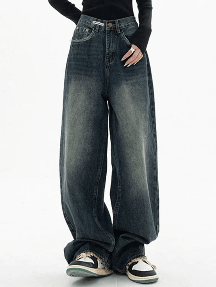 pantsparadises - Dark Wash Vintage Baggy Boyfriend Jeans pantsparadises