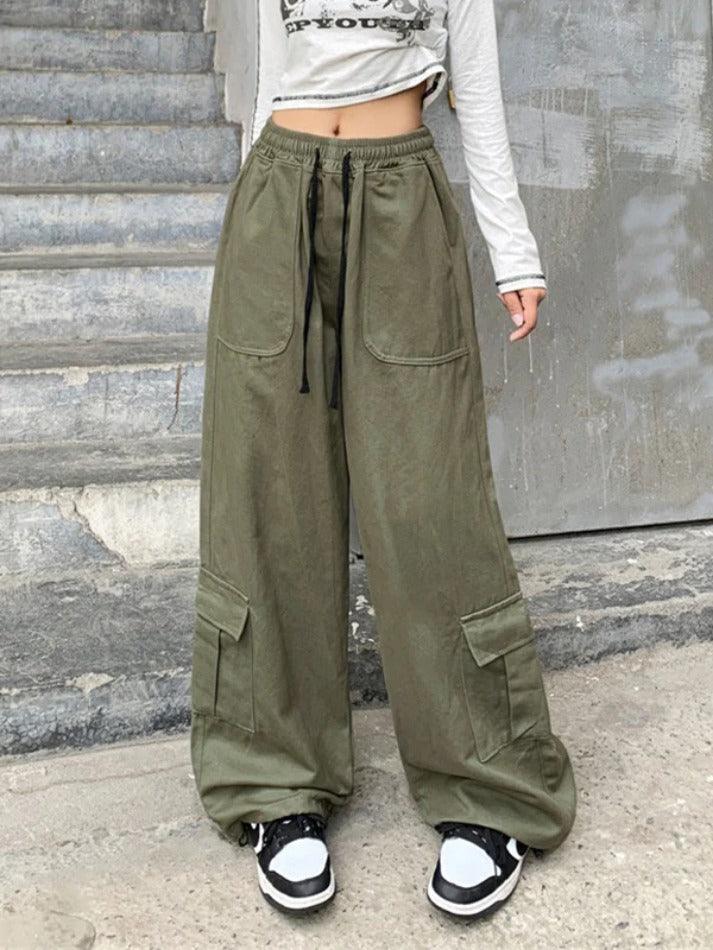 pantsparadises - Drawstring Street Baggy Cargo Pants ddbos-shop