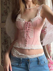 pantsparadises Lace Tie Fitting Tank Top