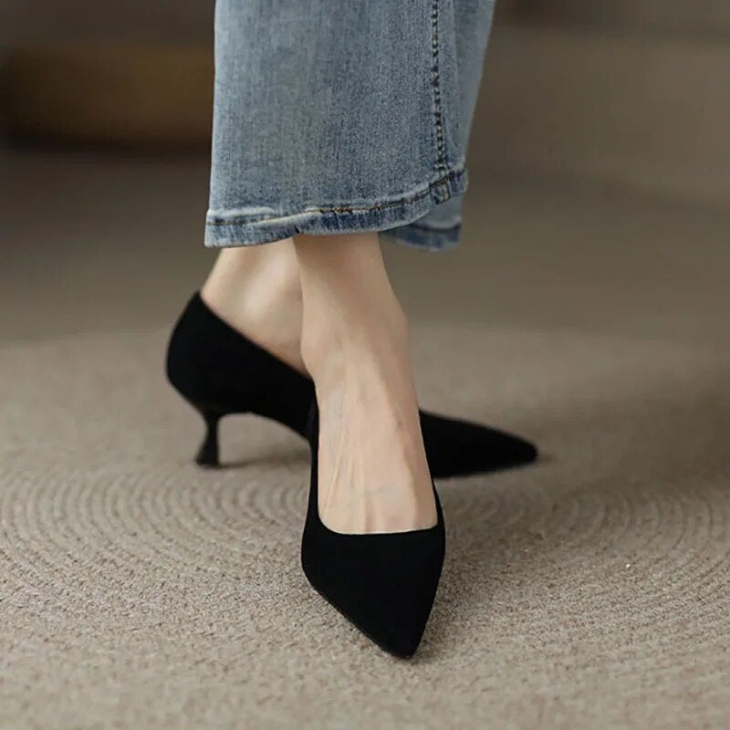 pantsparadises 5cm Women Pumps Woven Pointed Toe Dress Shoes New Fashion Ladies Designer Shoes Bowtie Boat Shoes Plus