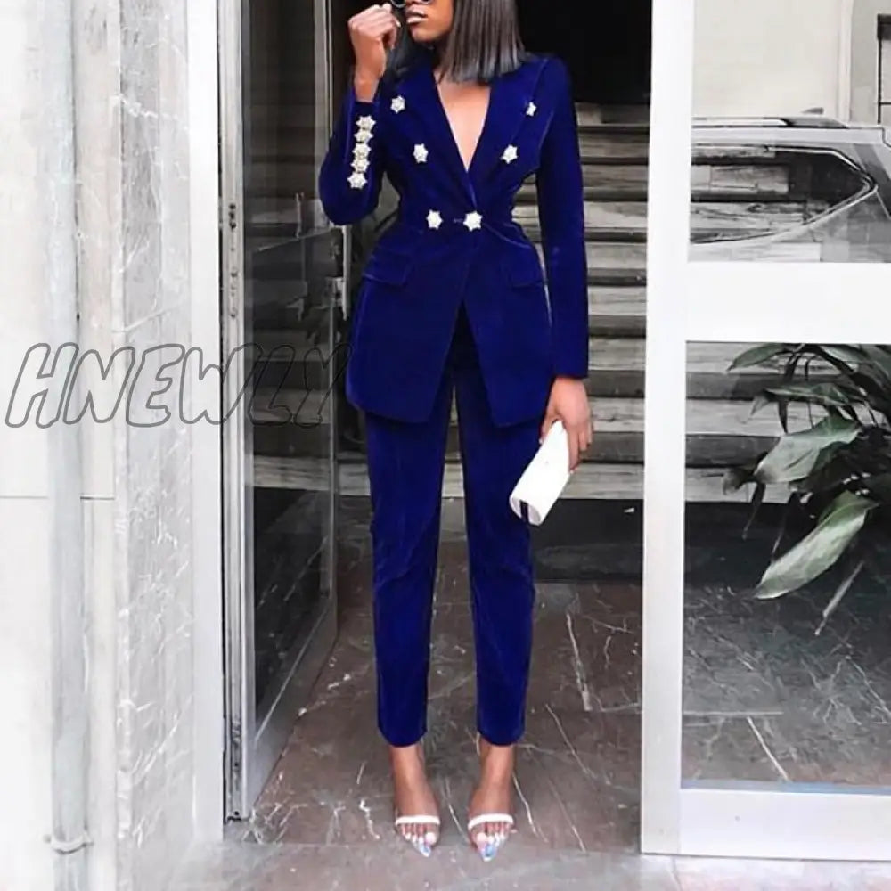 Elegant Two - Pieces Women Blazer Suit Casual Streetwear Suits Female Set Chic Office Ladies Coat