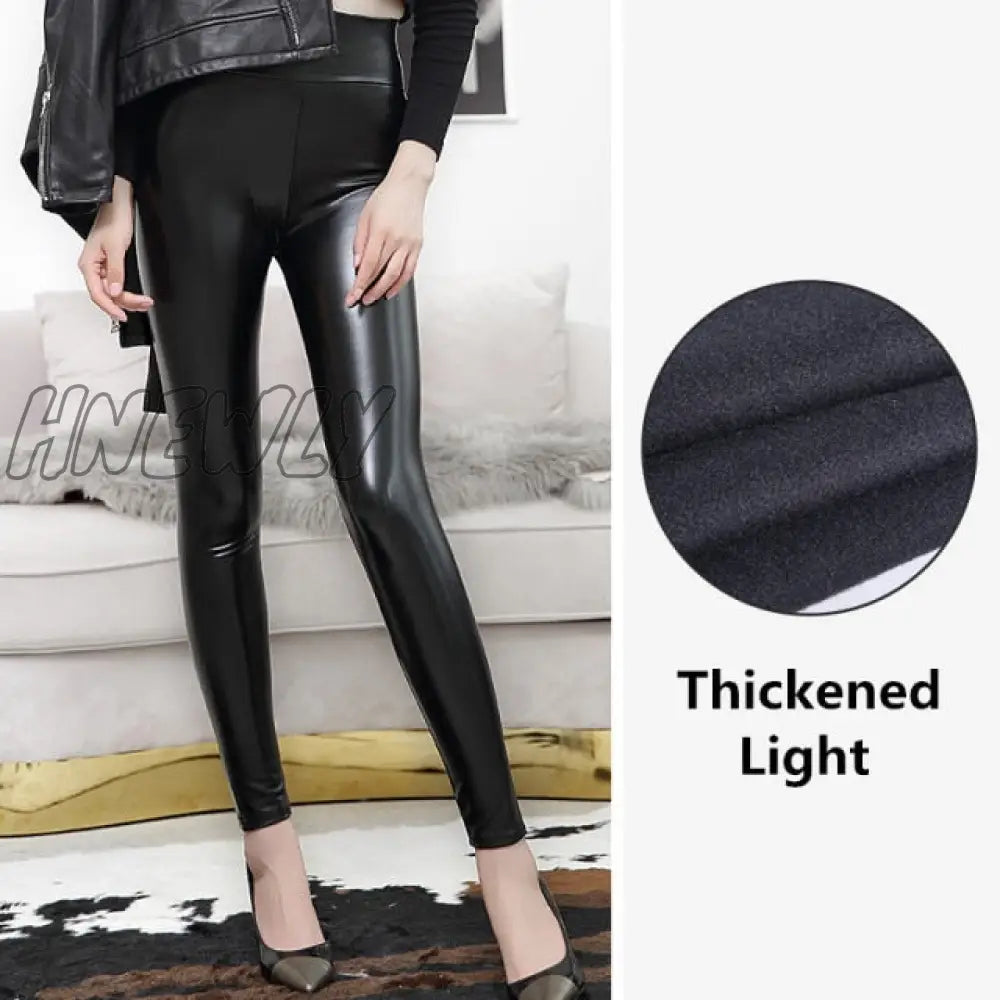 Everbellus High Waist Leather Leggings For Women Black Light&Matt Thin&Thick Femme Fitness Pu Sexy