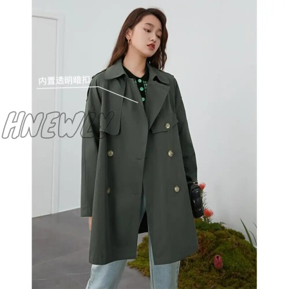 Fansilanen Khaki Women Trench Coat Autumn Winter Turn Down Collar Brown Blue Causal Full Sleeve