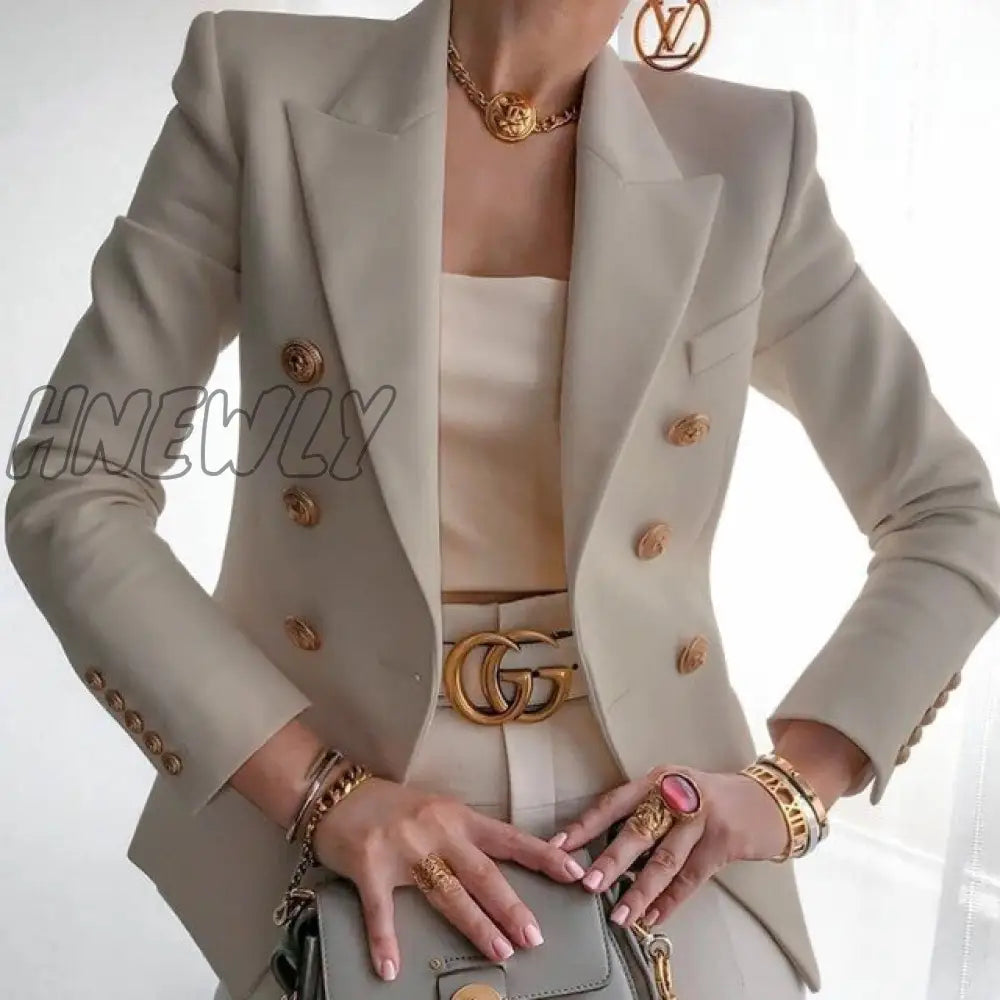 Fashion Business Uniform Formal Wear Women’s Suit Double - Breasted Jacket Commuter White Female