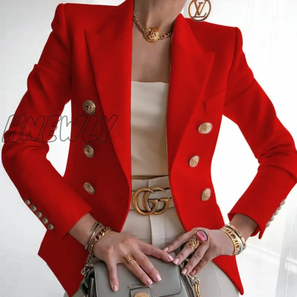 Fashion Business Uniform Formal Wear Women’s Suit Double - Breasted Jacket Commuter White Female