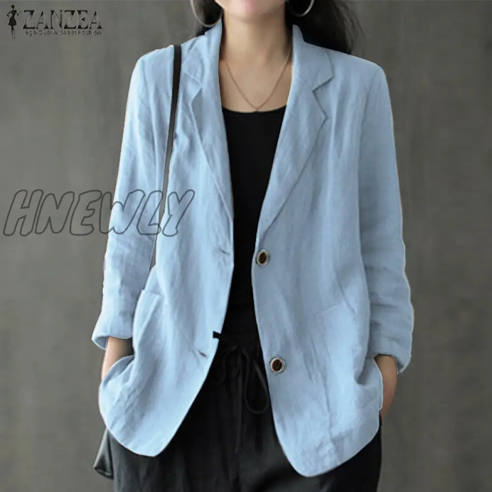 Fashion Cotton Blazers Women’s Autumn Coats Casual Long Sleeve Outwears Female Single Button