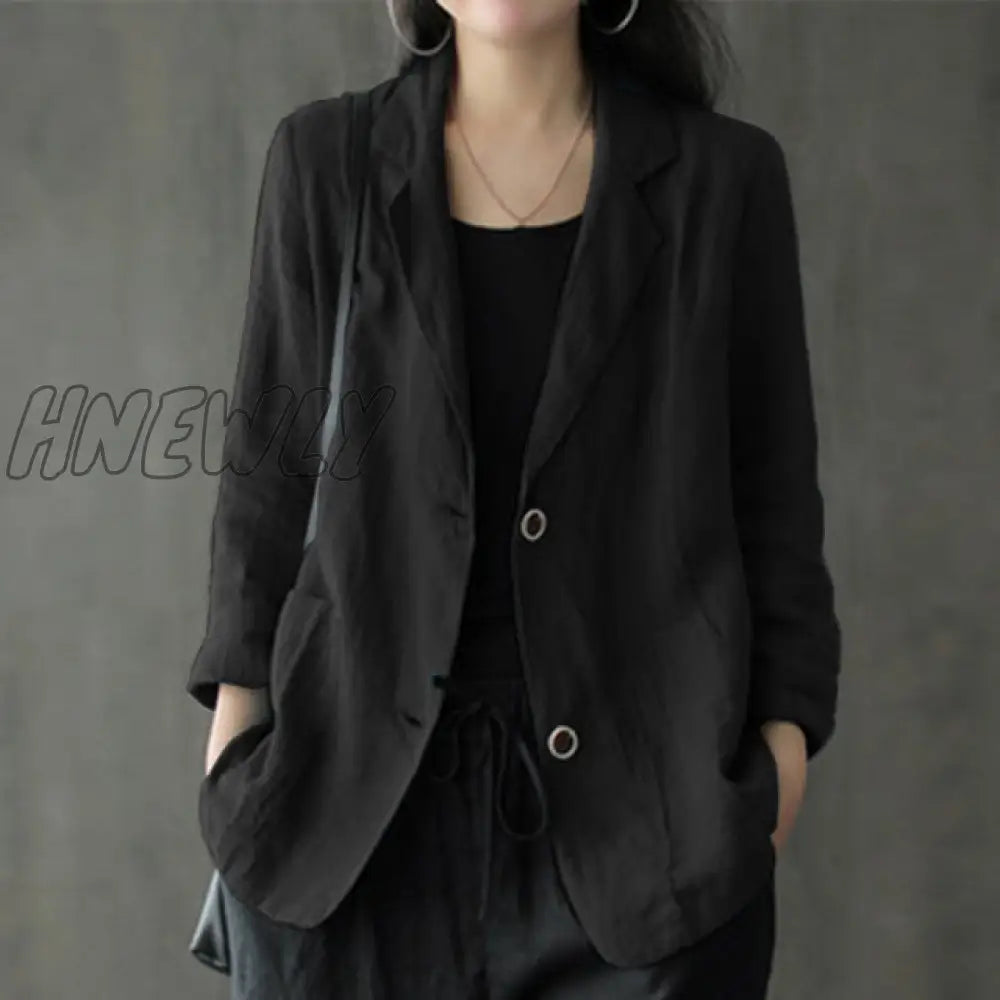 Fashion Cotton Blazers Women’s Autumn Coats Casual Long Sleeve Outwears Female Single Button