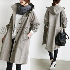 Fashion Womens Trench Coats Hooded Long Spring Autumn Windproof Lady Female Casual Clothes 8 Color