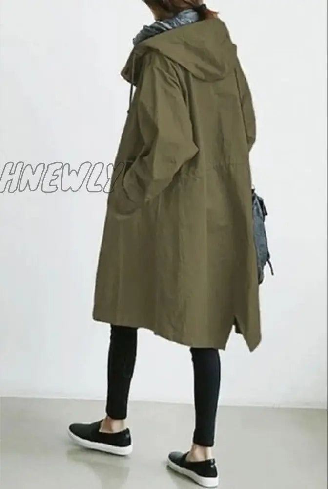 Fashion Womens Trench Coats Hooded Long Spring Autumn Windproof Lady Female Casual Clothes 8 Color