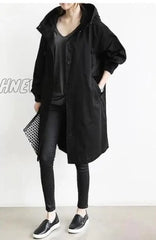 Fashion Womens Trench Coats Hooded Long Spring Autumn Windproof Lady Female Casual Clothes 8 Color