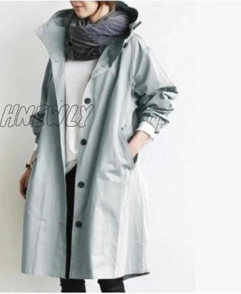 Fashion Womens Trench Coats Hooded Long Spring Autumn Windproof Lady Female Casual Clothes 8 Color