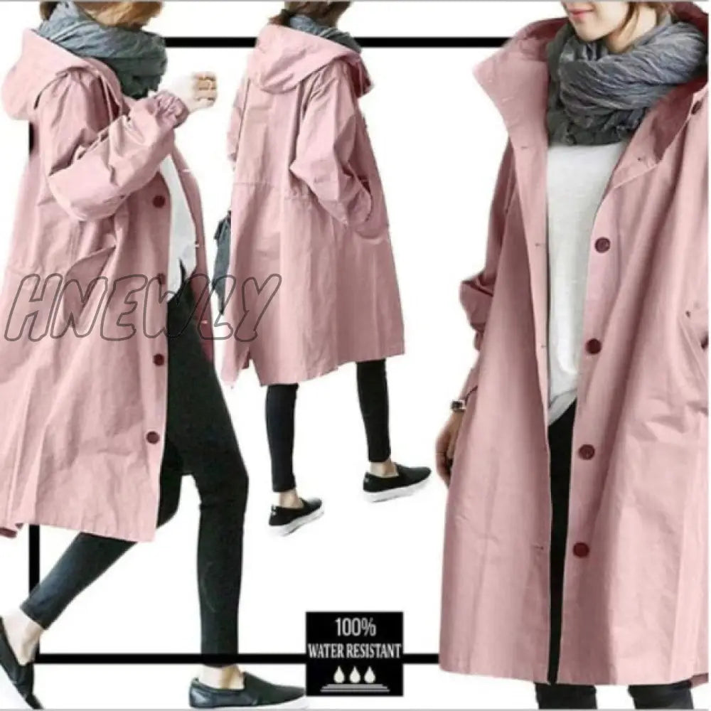 Fashion Womens Trench Coats Hooded Long Spring Autumn Windproof Lady Female Casual Clothes 8 Color