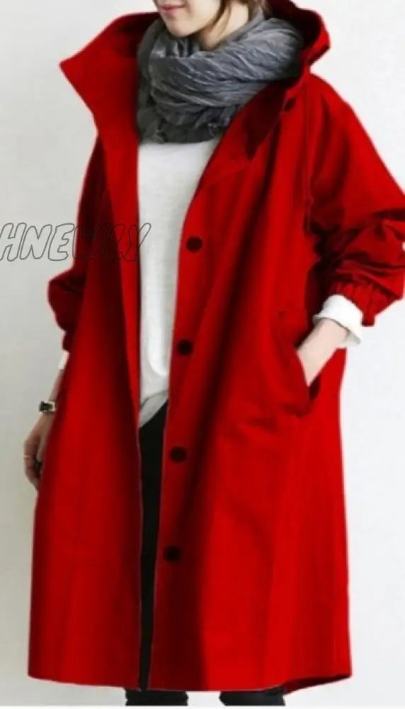 Fashion Womens Trench Coats Hooded Long Spring Autumn Windproof Lady Female Casual Clothes 8 Color