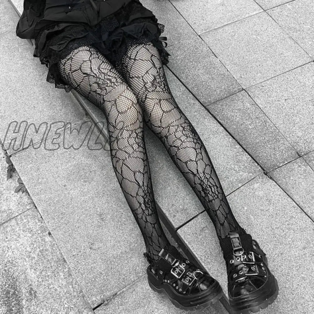 Gothic Tights Sexy Cosplay Costume Fishnet Stockings Nylon Thigh High Pantyhose Plus Size Women